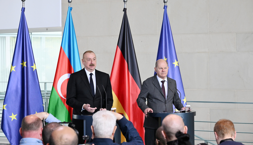 Алиев и Шольц провели совместную пресс-конференцию - ФОТО