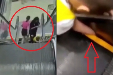 5 yaşlı uşağın barmaqları eskalatorda qırıldı - Video