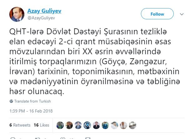 Azay Quliyevdən prezidentin çağırışına dəstək