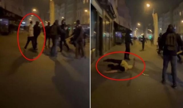 Fransada polis aksiya iştirakçısını bir yumruqla yerə sərdi - VİDEO