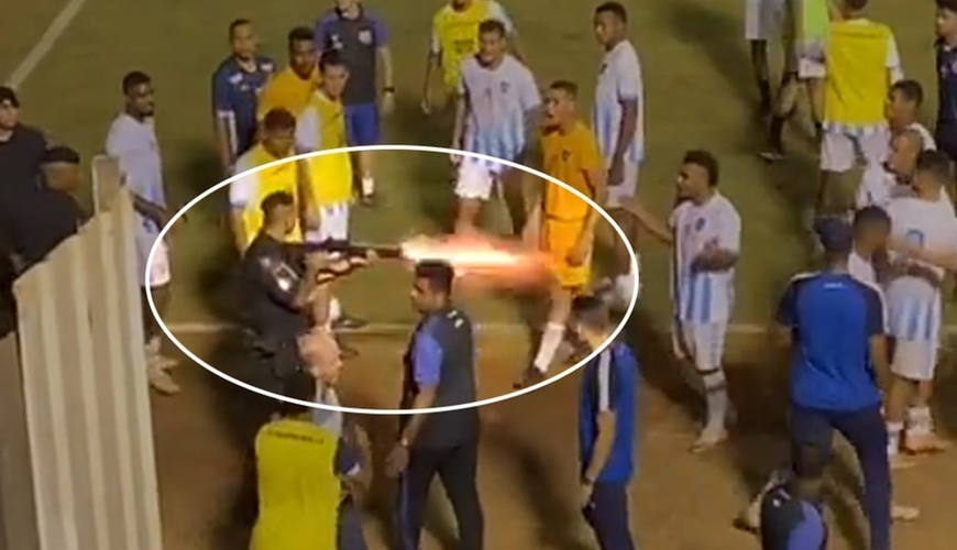 Braziliyada polis futbolçuya atəş açıb - VİDEO