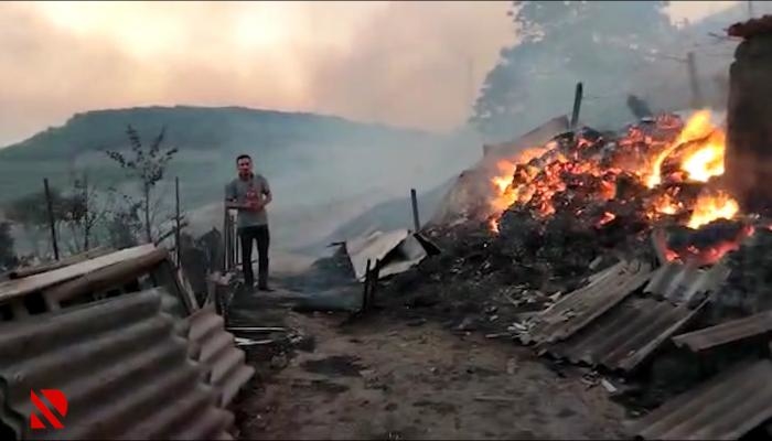 Şabranda güclü yanğın - VİDEO