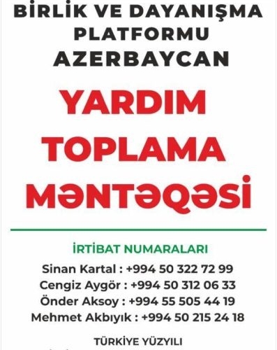 Türkiyəyə yardım göndərmək istəyənlərin nəzərinə - Bu ünvanda....