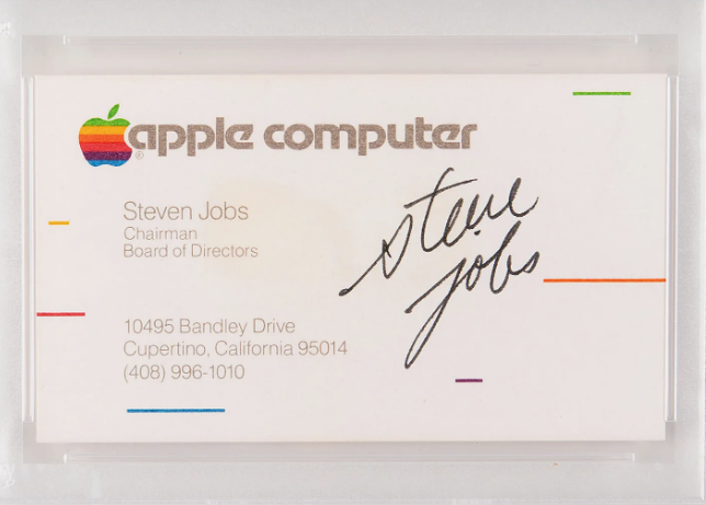 Визитная карточка с подписью Стива Джобса продана на аукционе за 181 тысячу долларов