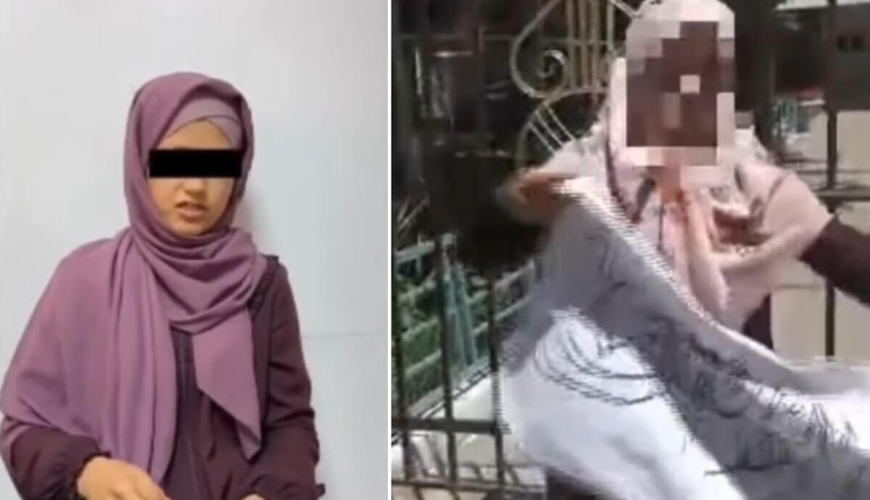 Qırğızıstanda dövlət bayraqlarını yandıran qızlar saxlanılıb