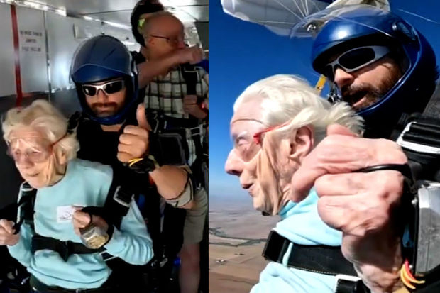 104-летняя американка совершила прыжок с парашютом - ВИДЕО