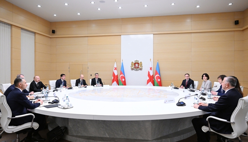 Prezidentin Kobaxidze ilə geniş tərkibdə görüşü - FOTOLAR