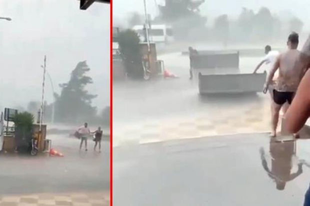 Antalyada qasırğa burulğana səbəb oldu: İki turist yaralandı - ANBAAN VİDEO