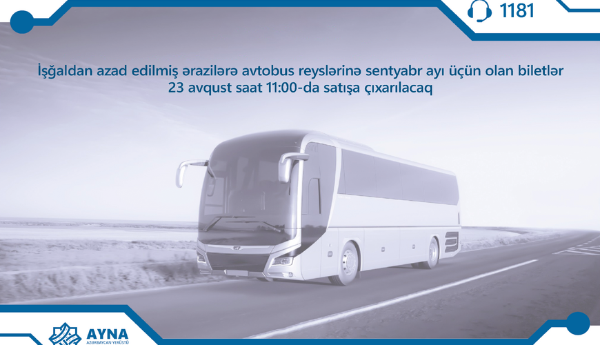 Qarabağa avtobus reyslərinə sentyabr ayı üçün biletlər satışa çıxarılır