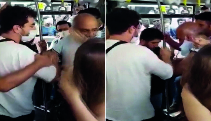 Metrobusda təcavüz iddiası aranı qarışdırdı - qadın kişiyə şillə vurdu (FOTO)