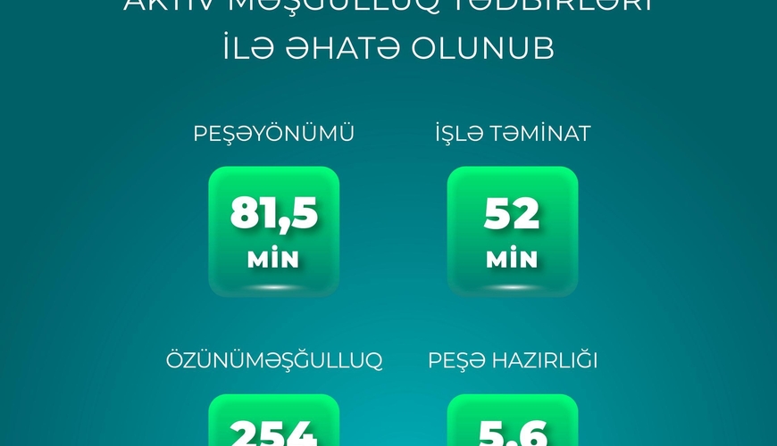 Yanvar-aprel aylarında 139,3 min şəxs aktiv məşğulluq tədbirləri ilə əhatə olunub