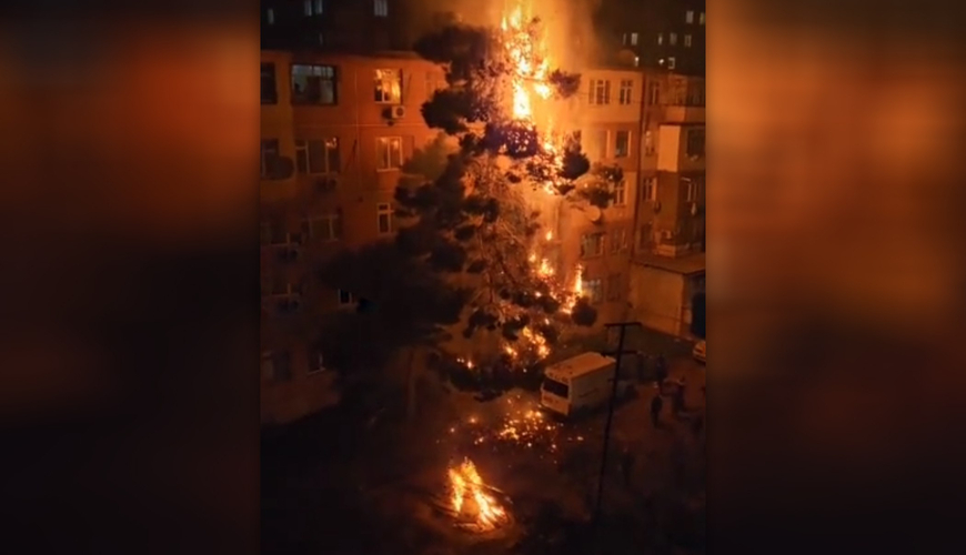 Bakıda bayram tonqalı qorxulu anlara səbəb oldu - ANBAAN VİDEO