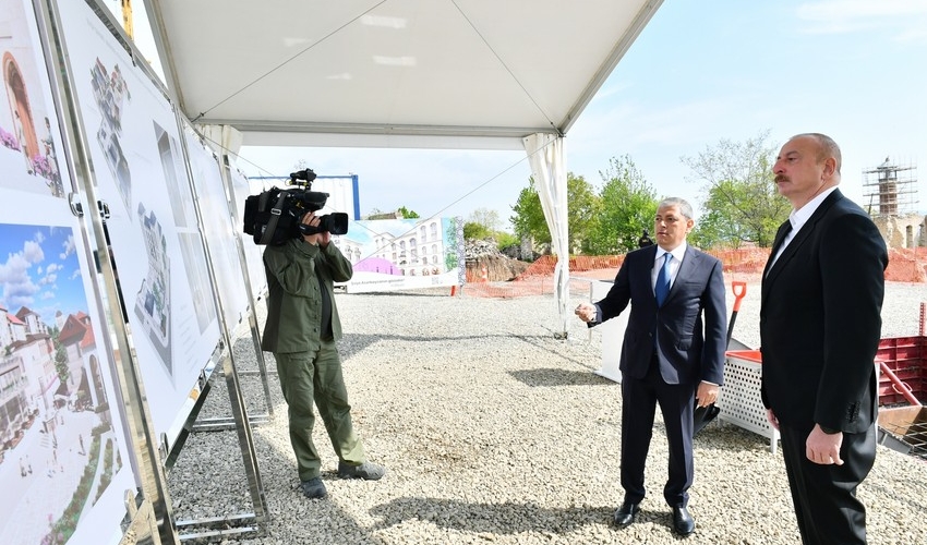 Şuşanın Qarabağ küçəsində inşa olunacaq qeyri-yaşayış binasının təməli qoyulub