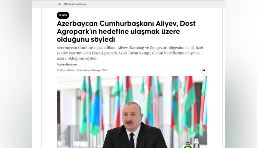 Dünya mediası Prezident İlham Əliyevin Zəngilanda çıxışı zamanı verdiyi mesajlardan yazır