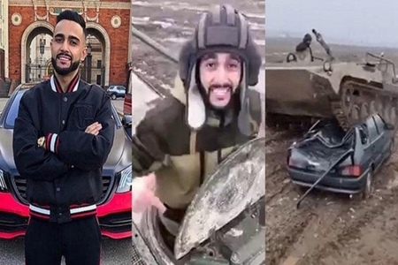 Azərbaycanlı bloger Hüseyn Həsənov tankla avtomobilin üstündən keçdi - VIDEO
