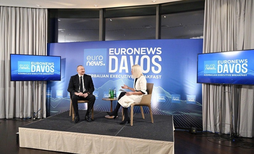 Prezident Davosda “Euronews”a müsahibə verdi - FOTOLAR