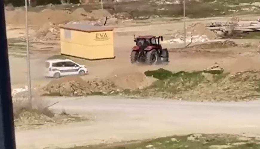 Traktorla polisdən qaçması GÜNDƏM OLDU - ANBAAN VİDEO