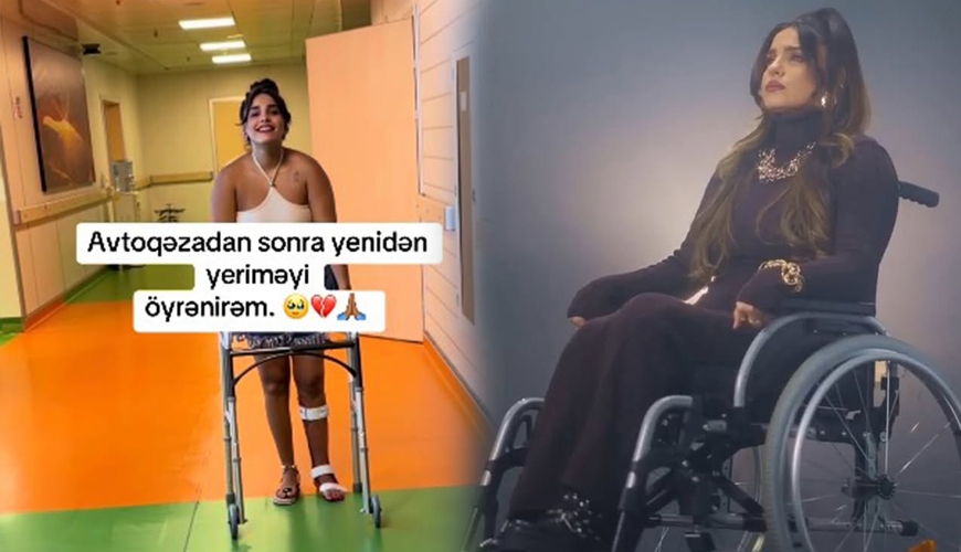Aila qəzadan sonra ilk dəfə yeridi - VİDEO